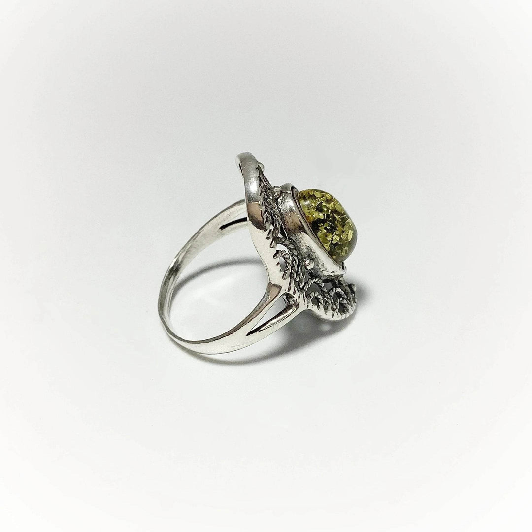 Green Amber Ring-Rocks and Gems Canada
