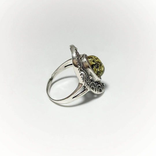 Green Amber Ring-Rocks and Gems Canada