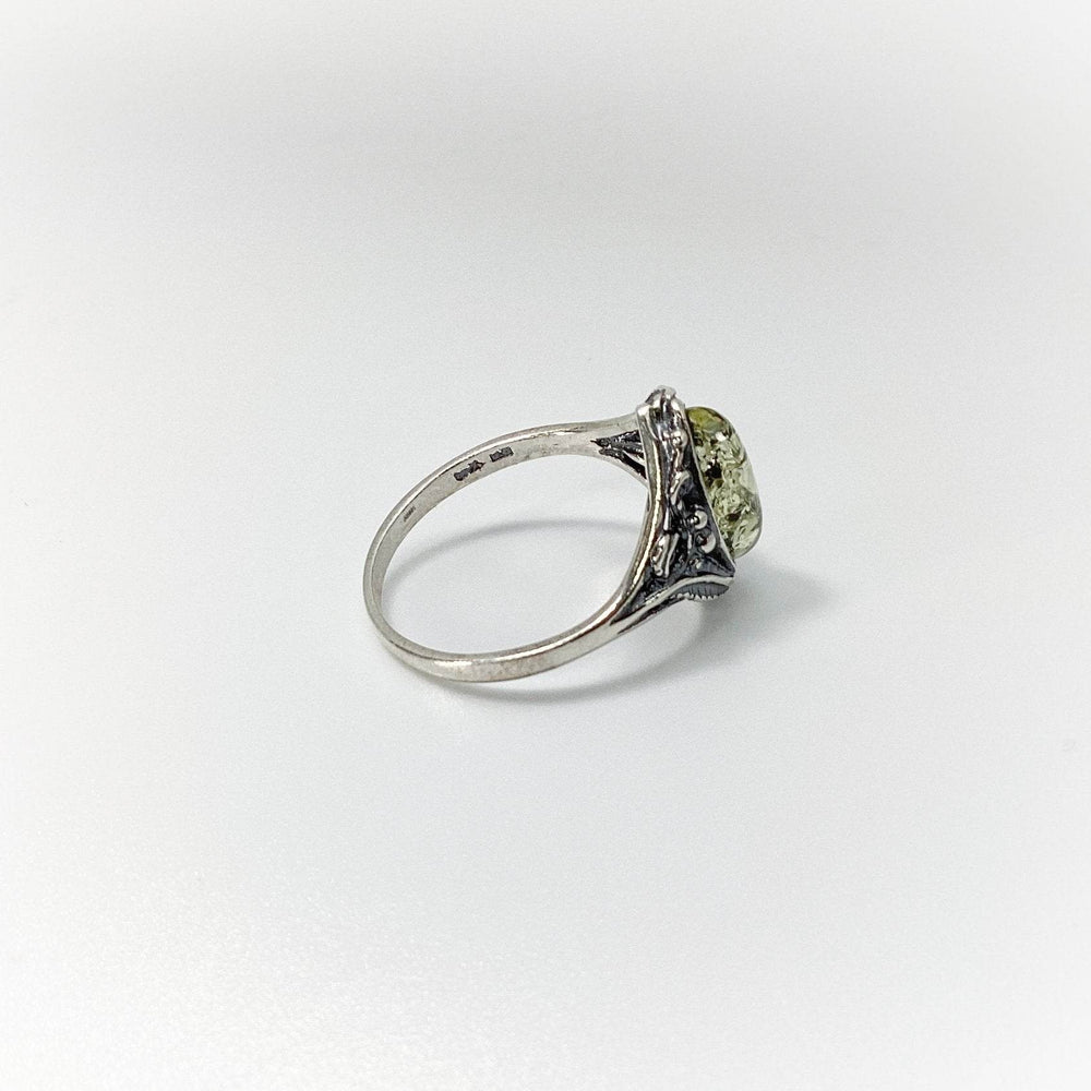Green Amber Ring-Rocks and Gems Canada