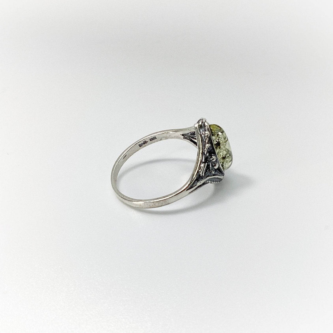 Green Amber Ring-Rocks and Gems Canada