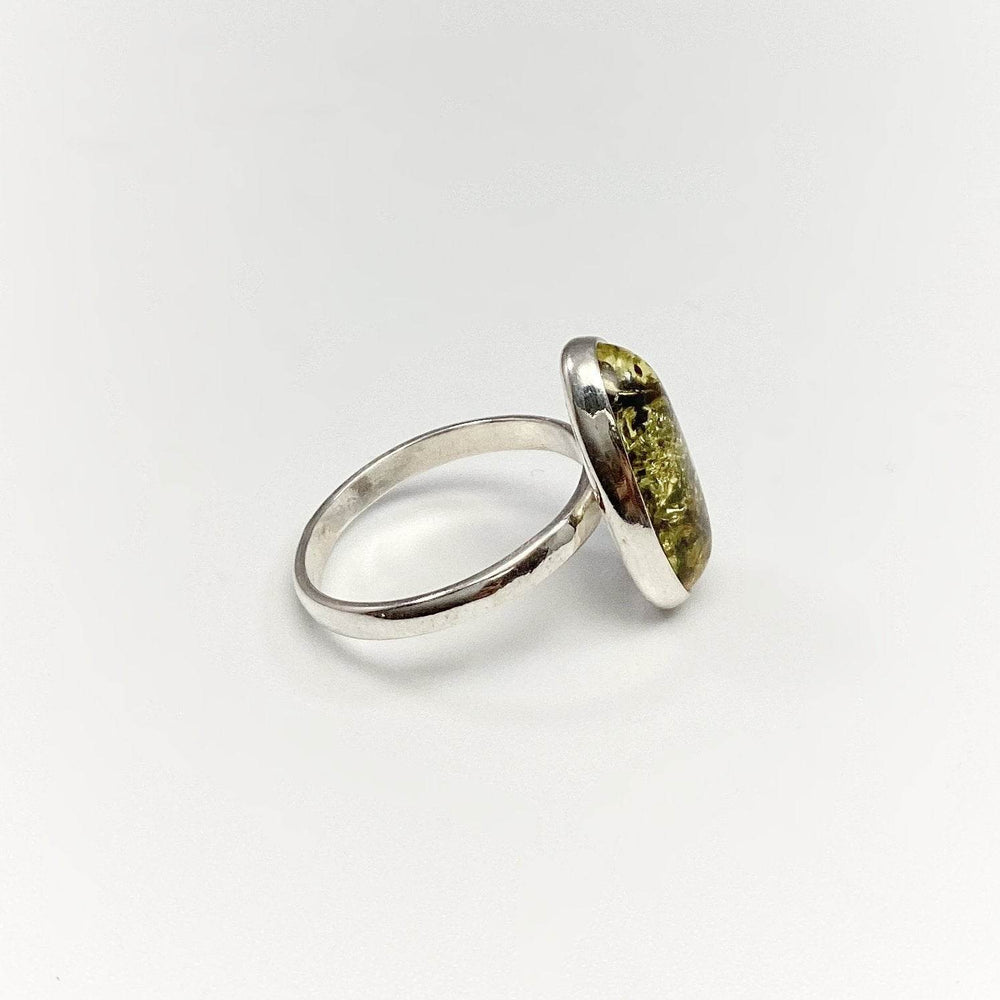 Green Amber Ring-Rocks and Gems Canada