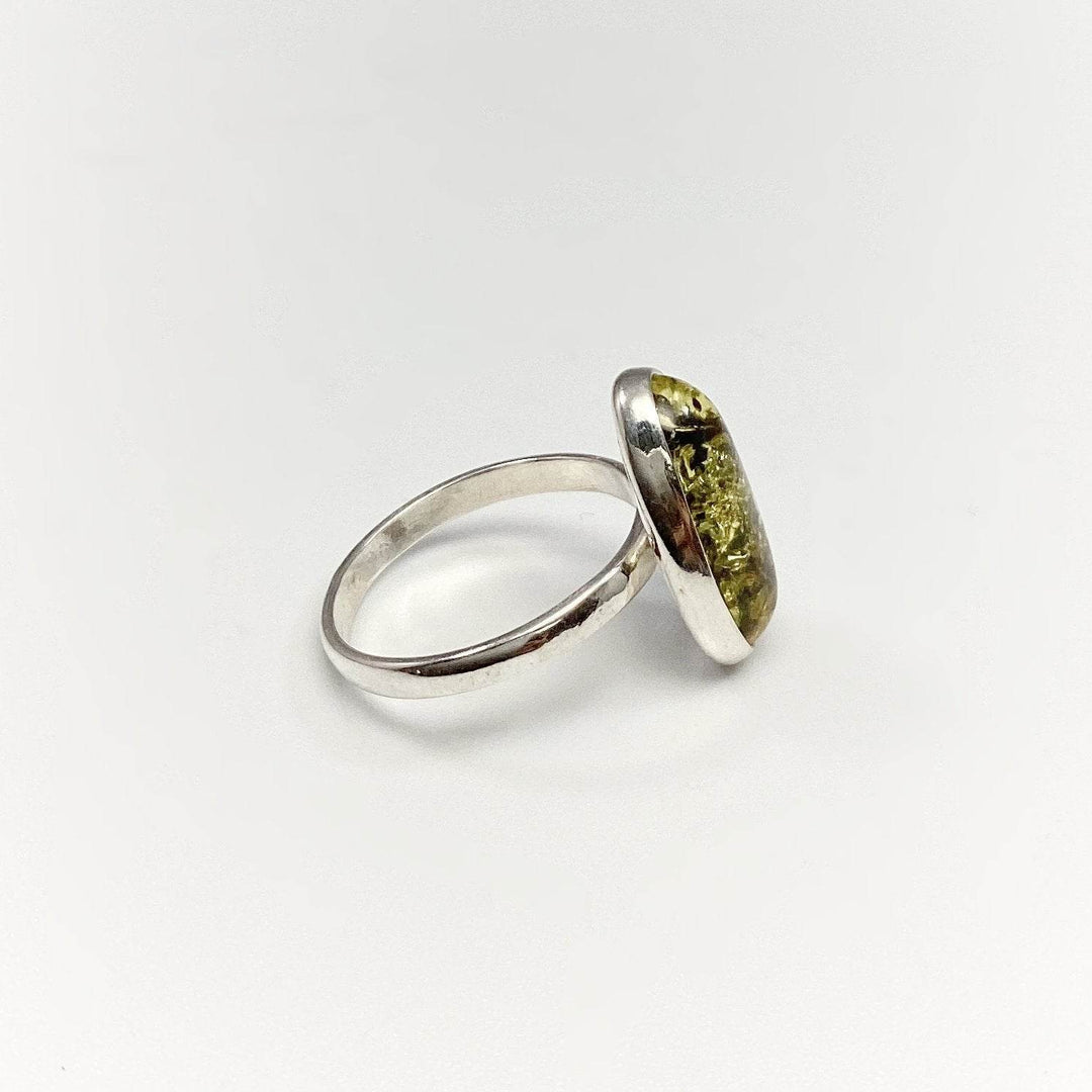 Green Amber Ring-Rocks and Gems Canada