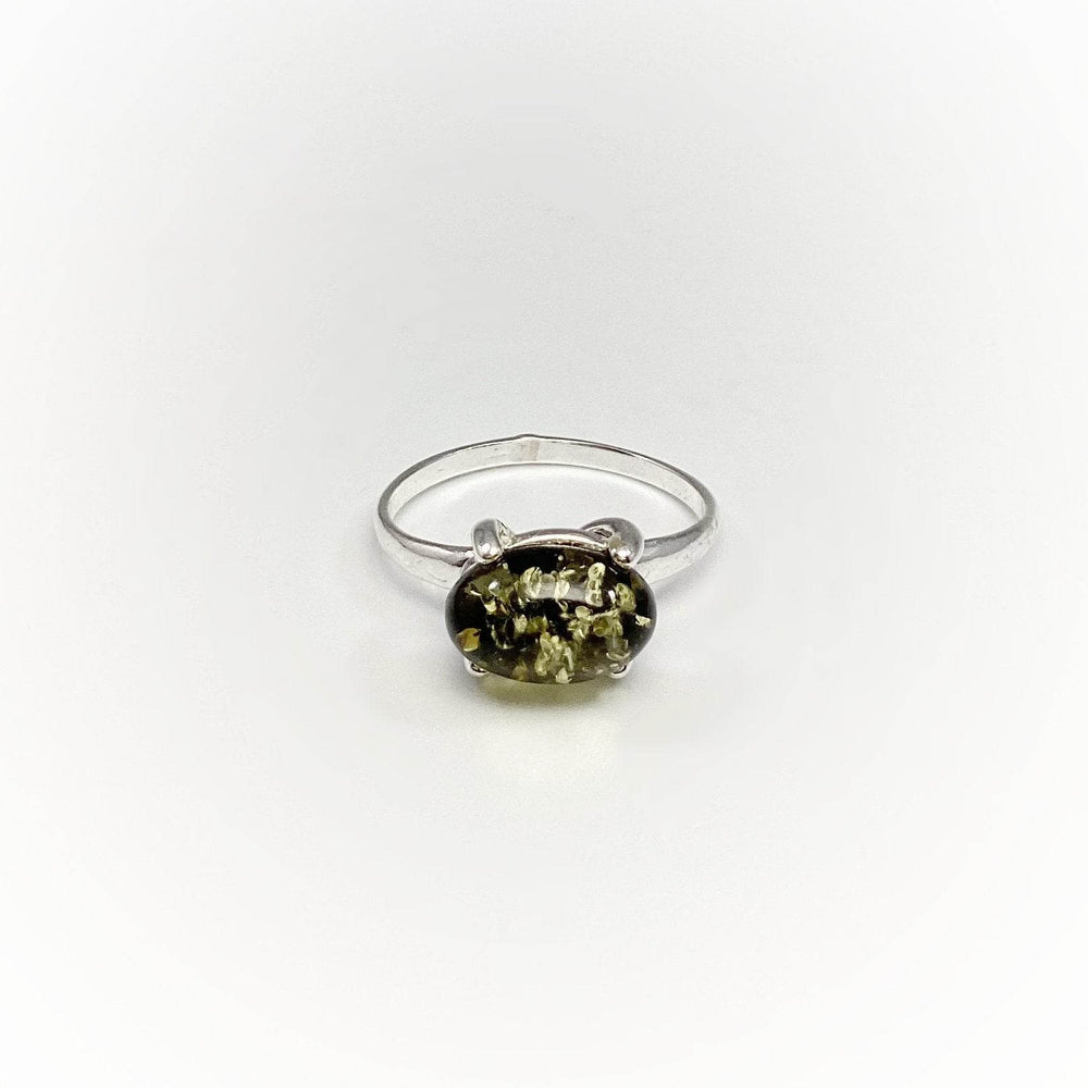 Green Amber Ring-Rocks and Gems Canada