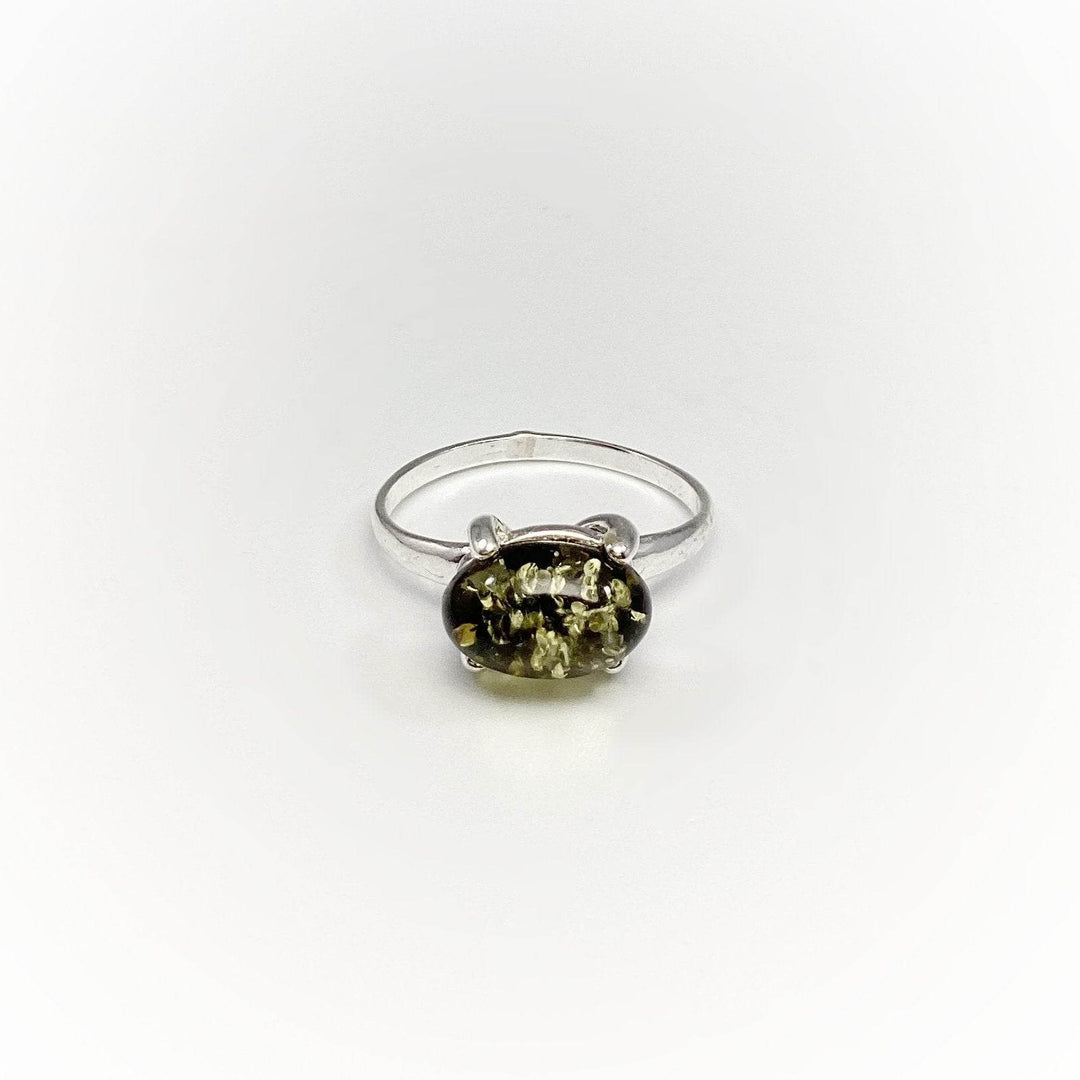 Green Amber Ring-Rocks and Gems Canada