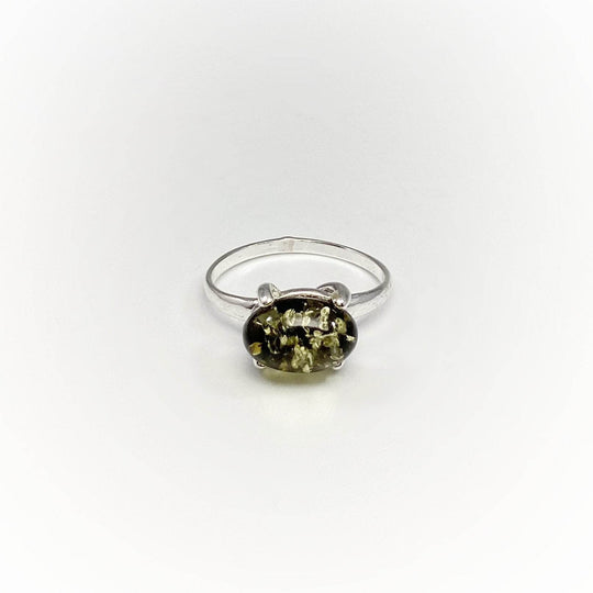 Green Amber Ring-Rocks and Gems Canada
