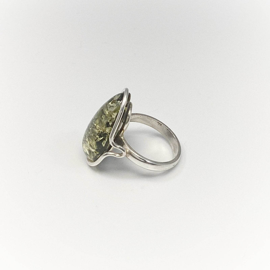 Green Amber Ring-Rocks and Gems Canada