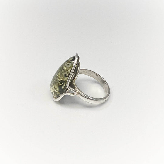 Green Amber Ring-Rocks and Gems Canada