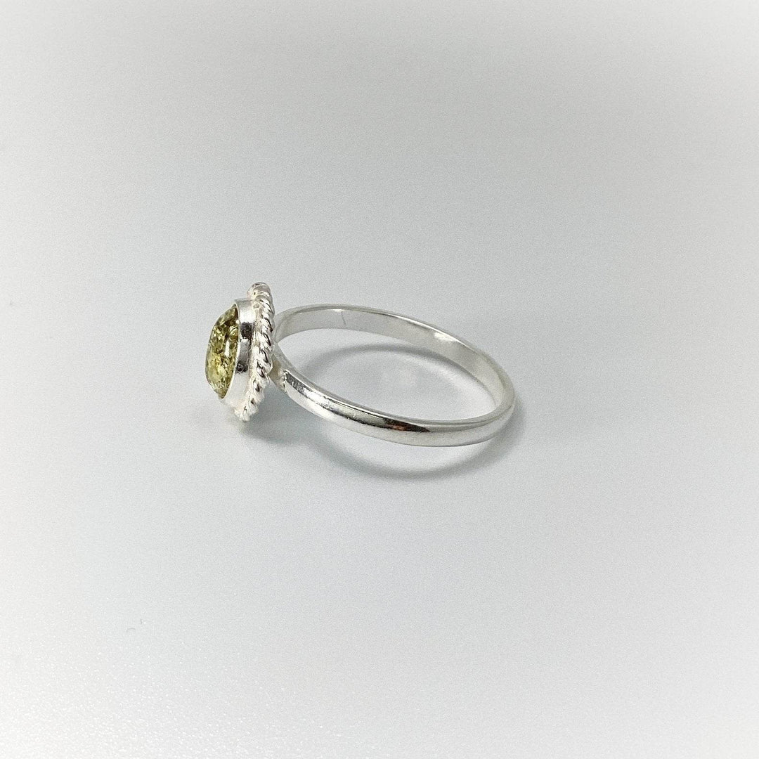 Green Amber Ring-Rocks and Gems Canada