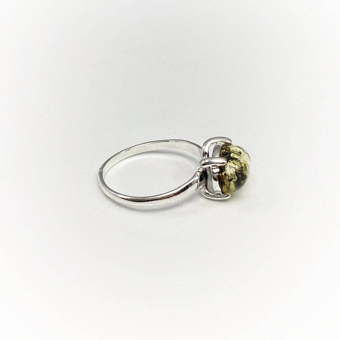 Green Amber Ring-Rocks and Gems Canada
