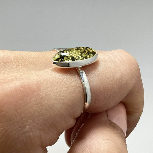 Green Amber Ring-Rocks and Gems Canada