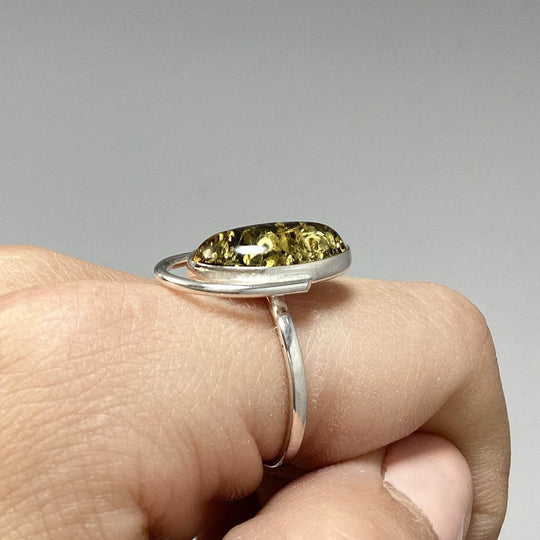 Green Amber Ring-Rocks and Gems Canada