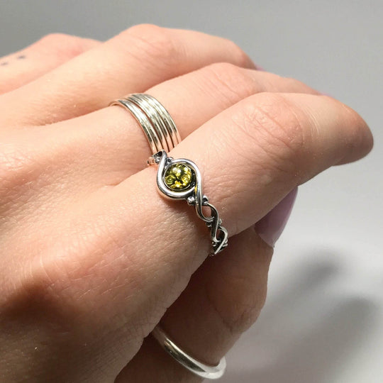 Green Amber Ring-Rocks and Gems Canada