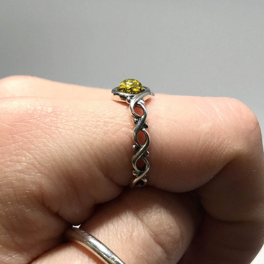 Green Amber Ring-Rocks and Gems Canada