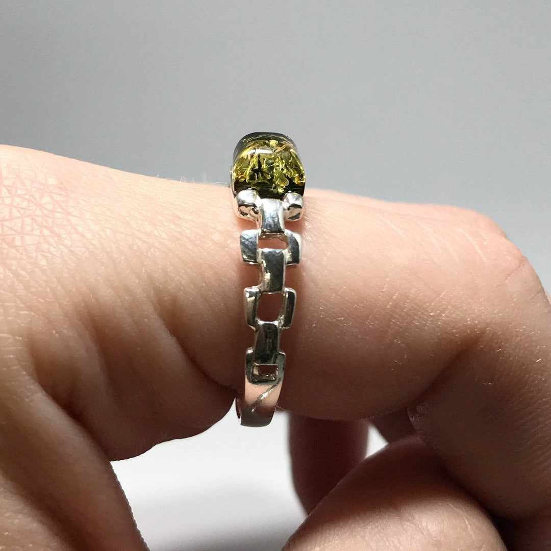 Green Amber Ring-Rocks and Gems Canada