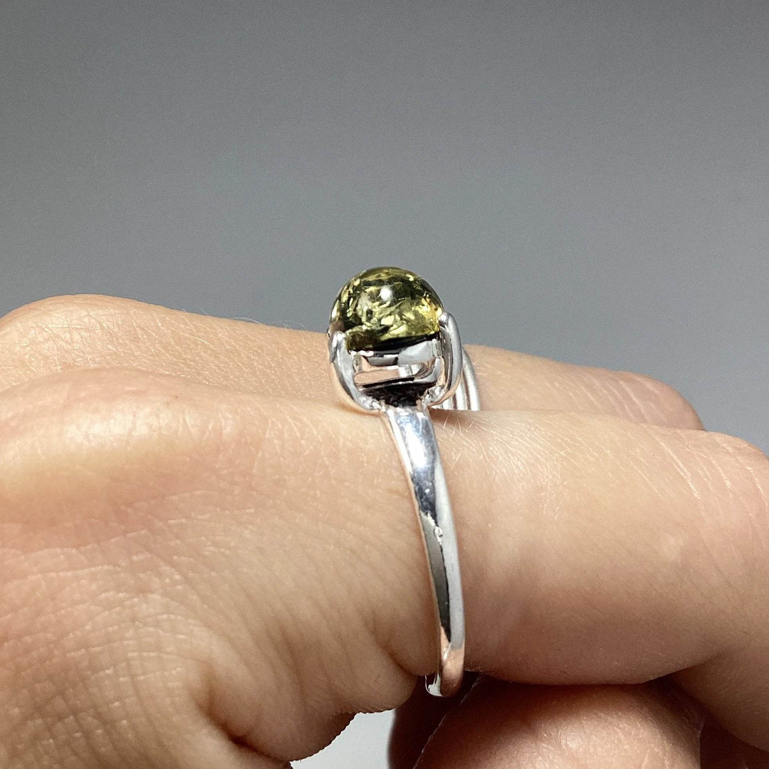 Green Amber Ring-Rocks and Gems Canada