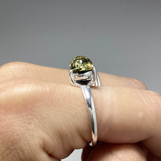 Green Amber Ring-Rocks and Gems Canada