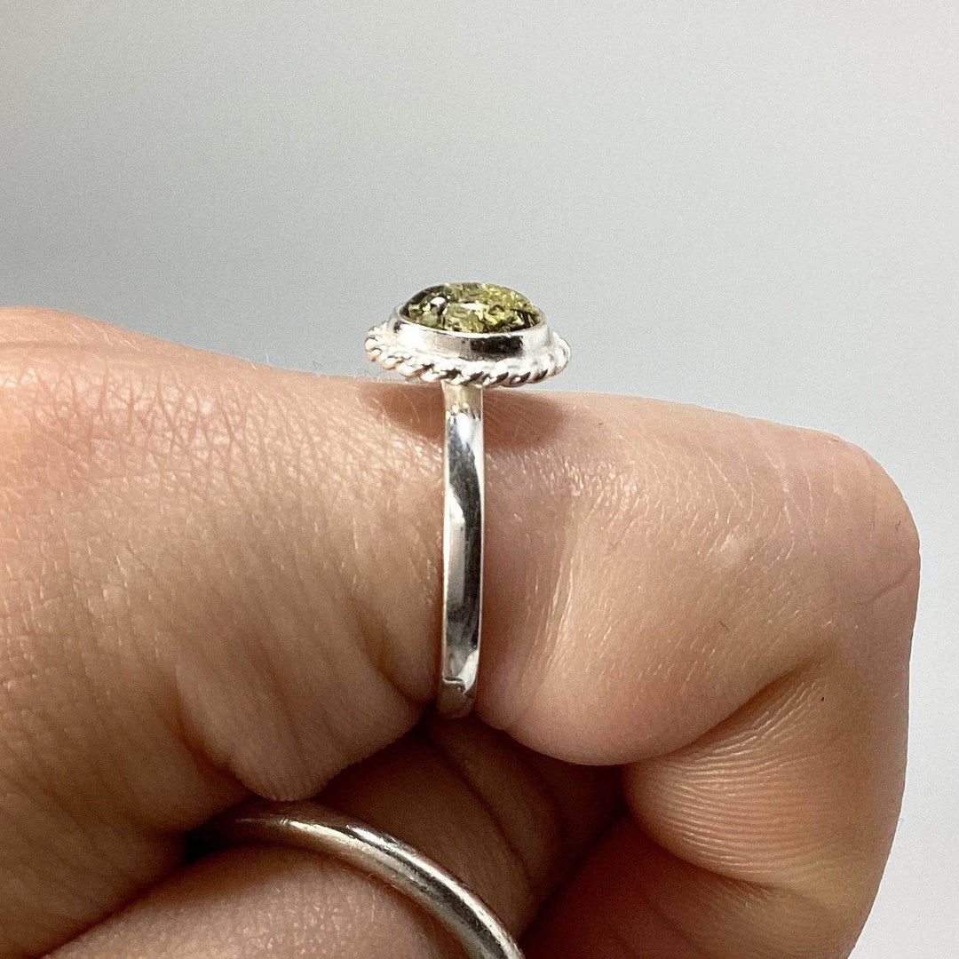 Green Amber Ring-Rocks and Gems Canada