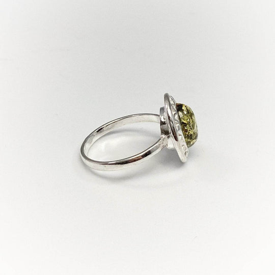 Green Amber Ring-Rocks and Gems Canada