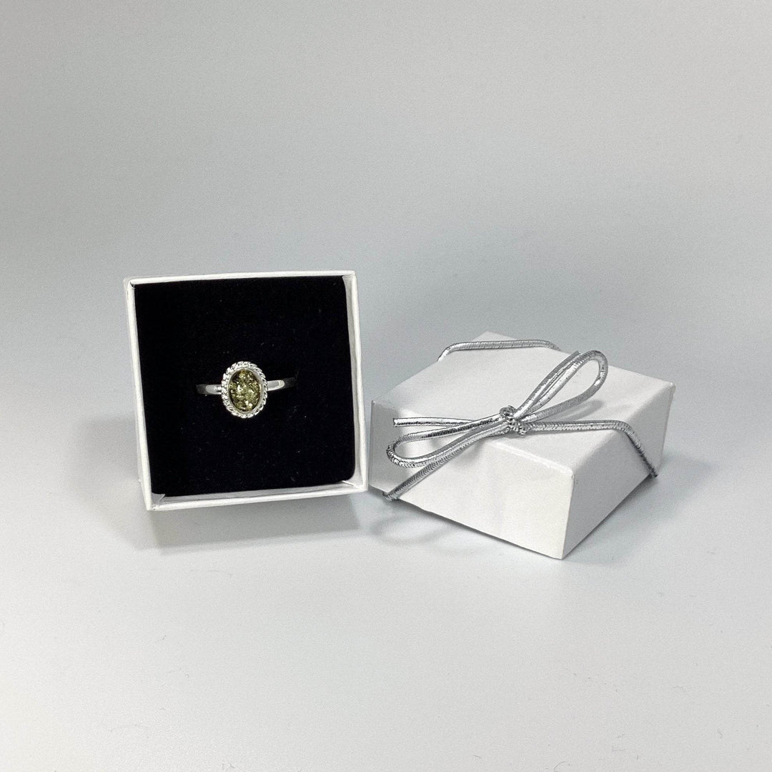 Green Amber Ring-Rocks and Gems Canada