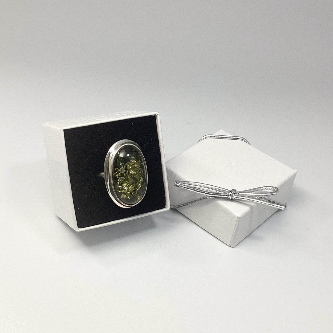 Green Amber Ring-Rocks and Gems Canada