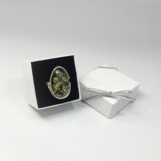 Green Amber Ring-Rocks and Gems Canada