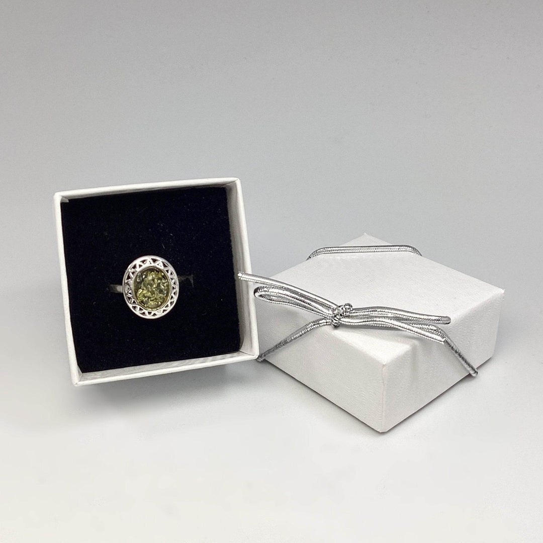 Green Amber Ring-Rocks and Gems Canada