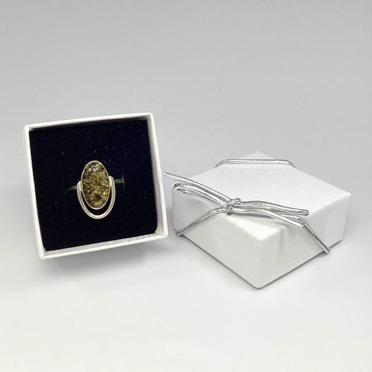 Green Amber Ring-Rocks and Gems Canada