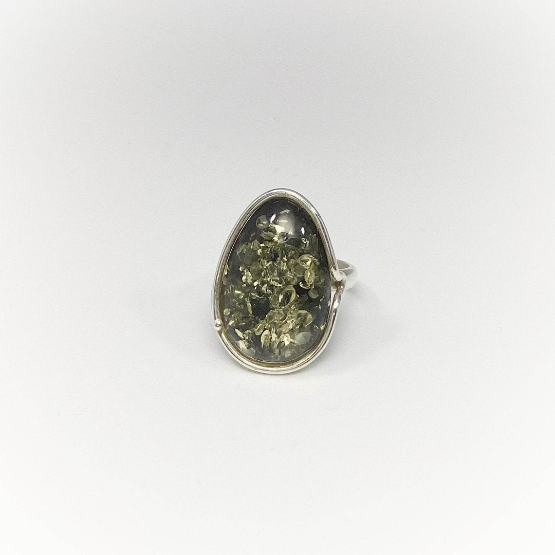 Green Amber Ring-Rocks and Gems Canada