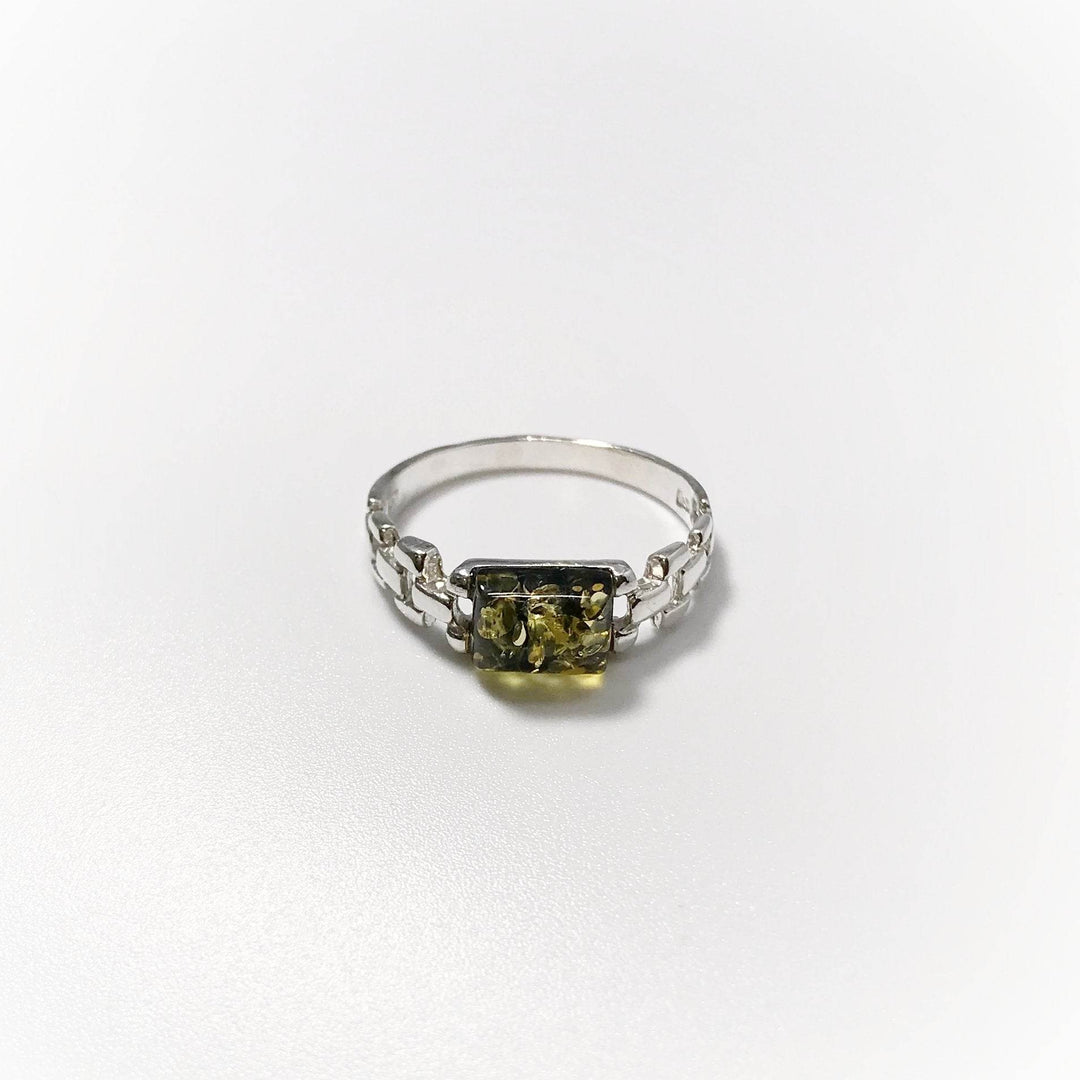 Green Amber Ring-Rocks and Gems Canada