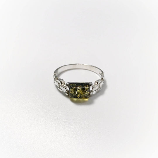 Green Amber Ring-Rocks and Gems Canada