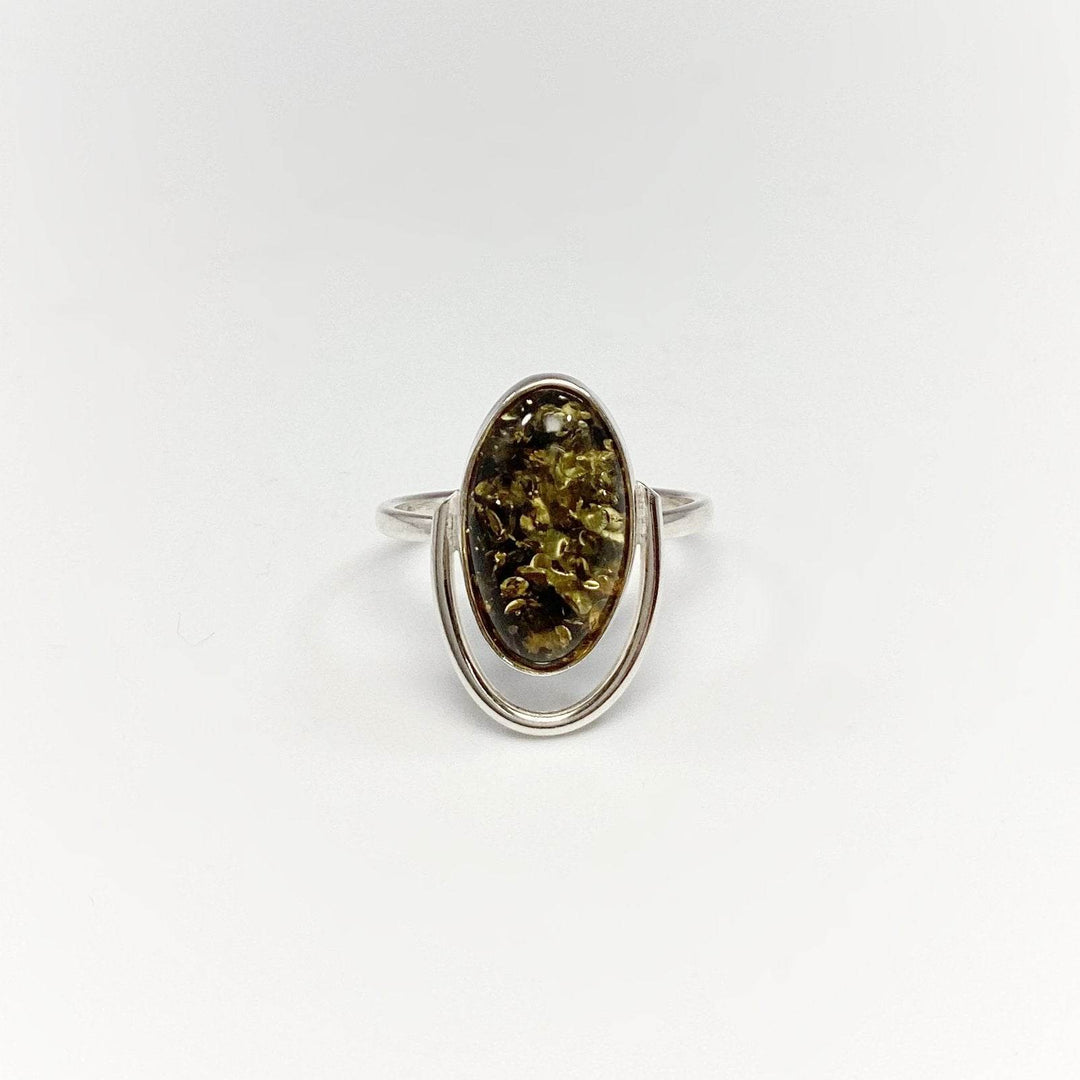 Green Amber Ring-Rocks and Gems Canada