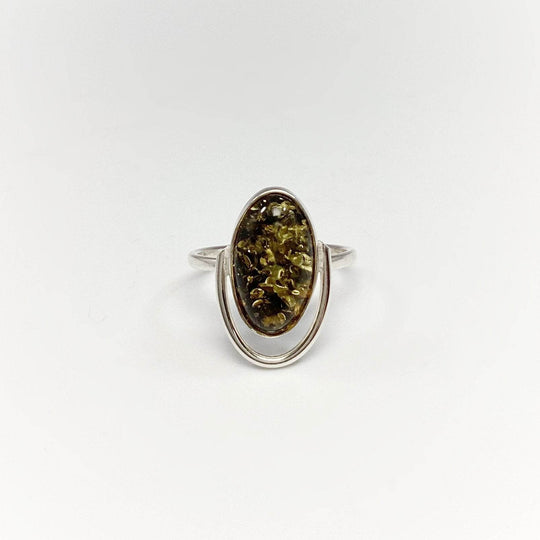 Green Amber Ring-Rocks and Gems Canada