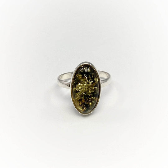 Green Amber Ring-Rocks and Gems Canada