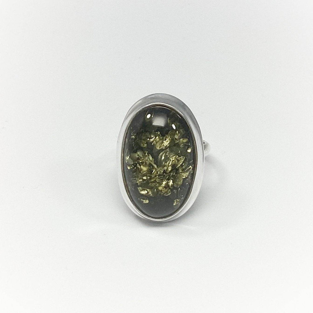 Green Amber Ring-Rocks and Gems Canada