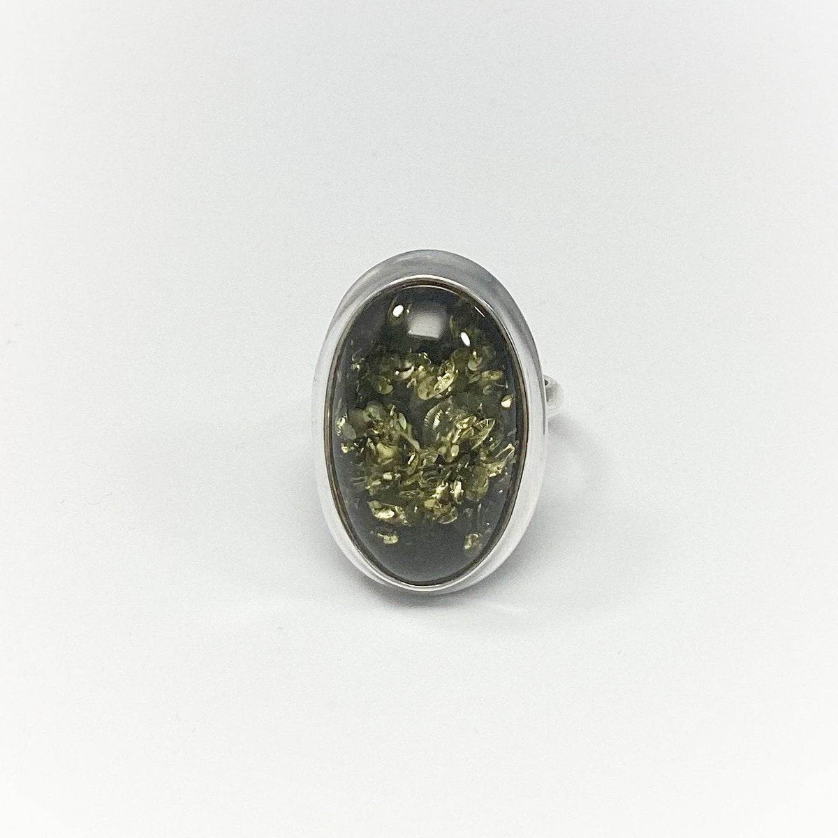 Green Amber Ring-Rocks and Gems Canada