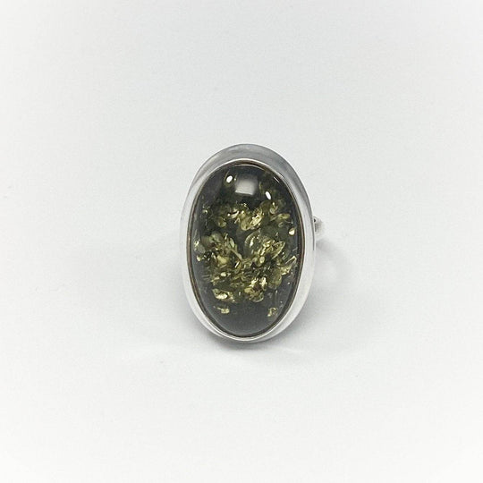 Green Amber Ring-Rocks and Gems Canada