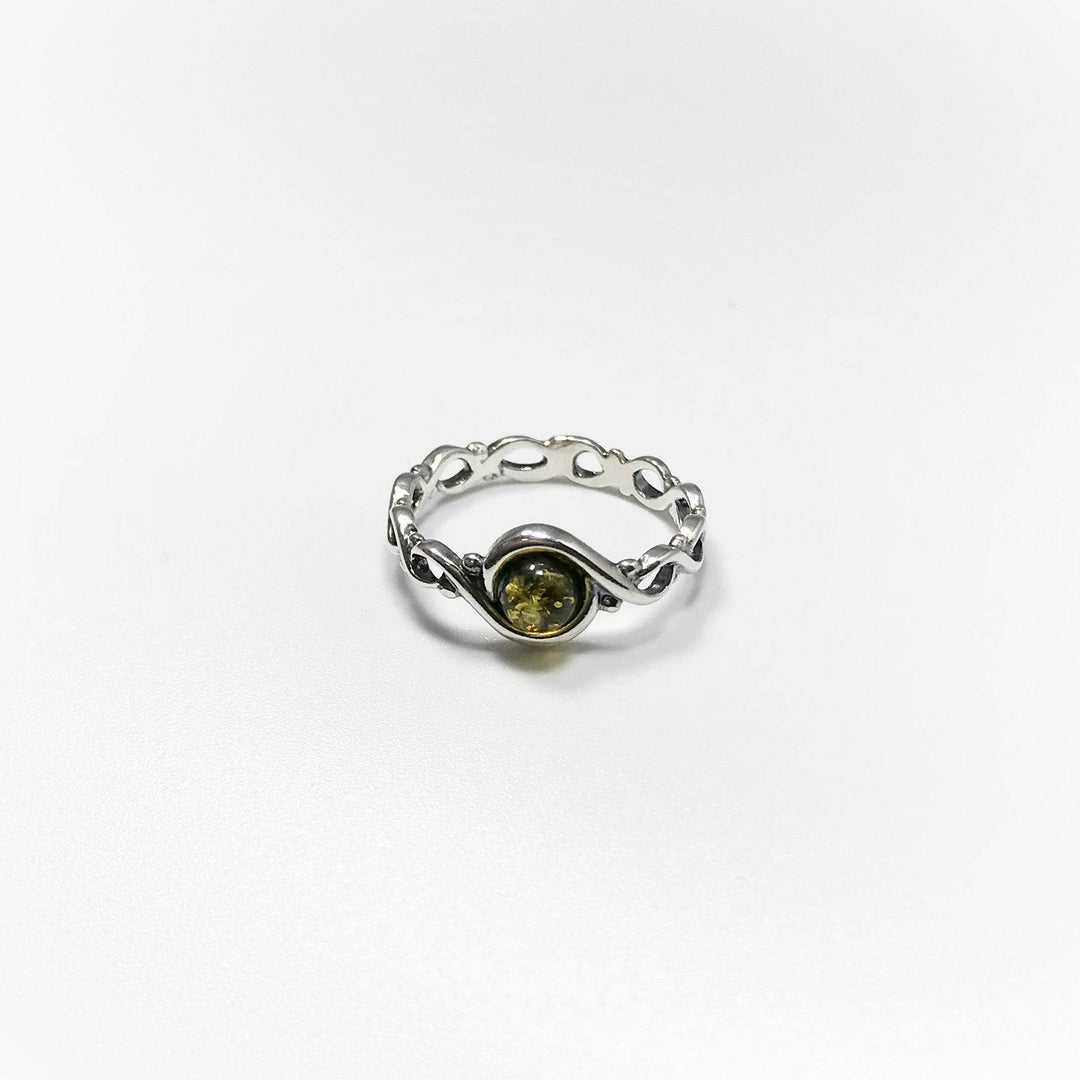 Green Amber Ring-Rocks and Gems Canada