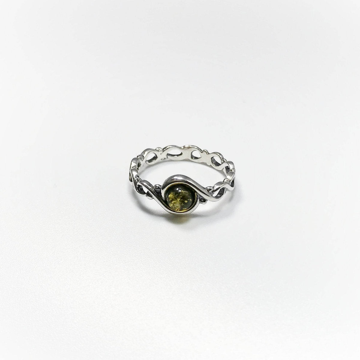 Green Amber Ring-Rocks and Gems Canada