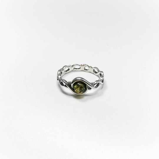 Green Amber Ring-Rocks and Gems Canada