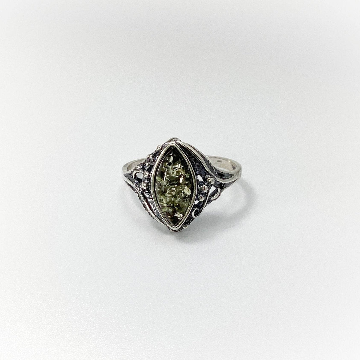 Green Amber Ring-Rocks and Gems Canada