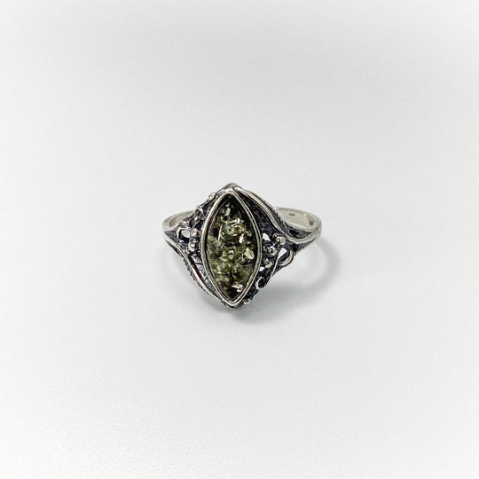 Green Amber Ring-Rocks and Gems Canada
