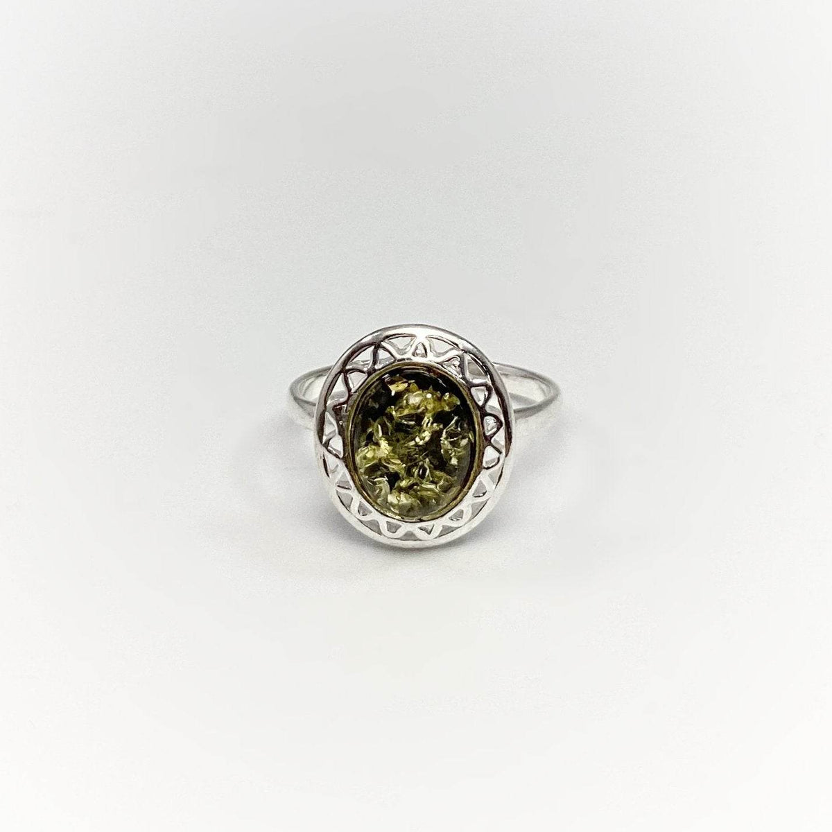Green Amber Ring-Rocks and Gems Canada