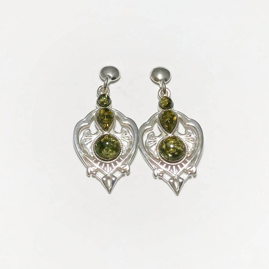 Green Amber Stud Earrings-Rocks and Gems Canada