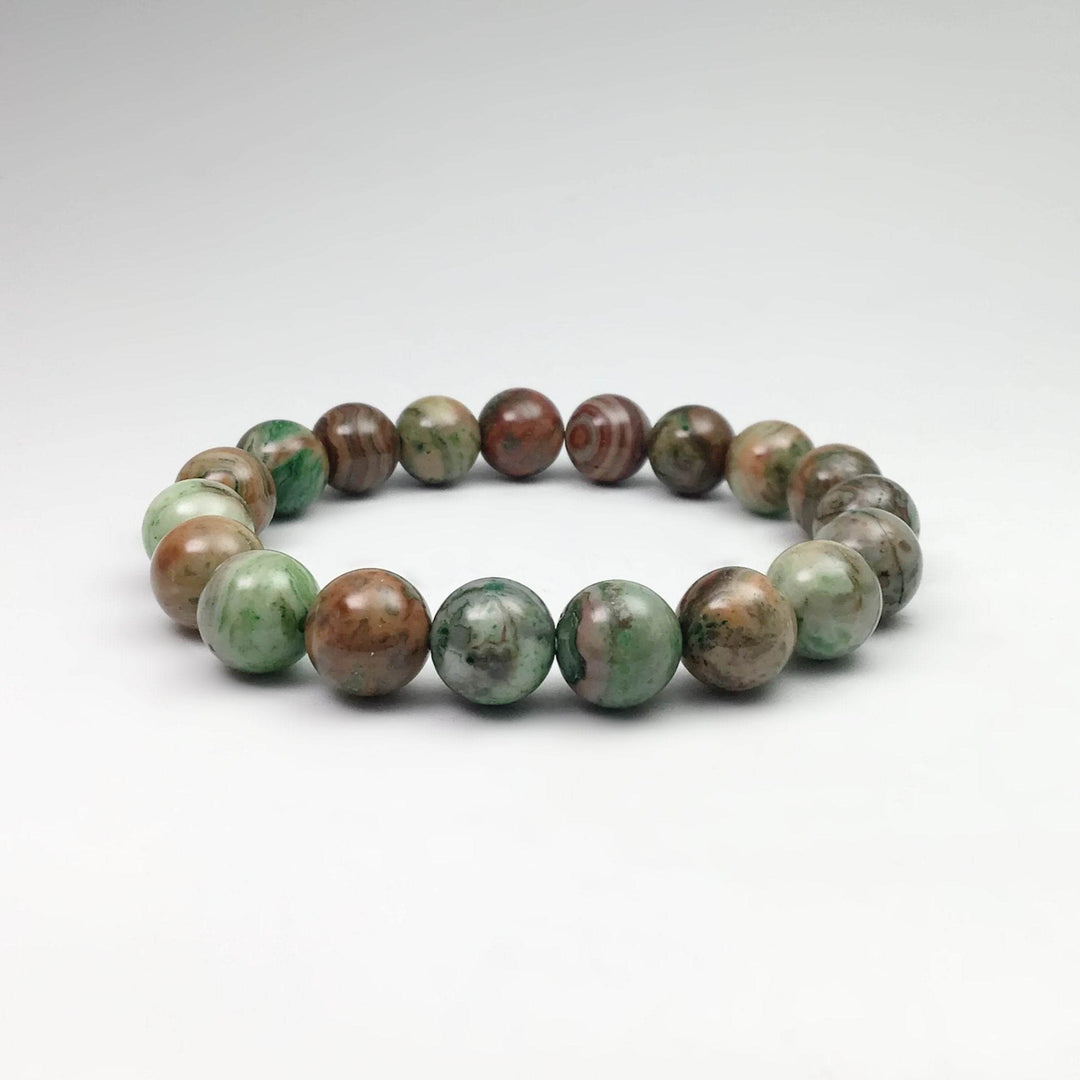 Green Crazy Lace Agate Beaded Bracelet-Rocks and Gems Canada