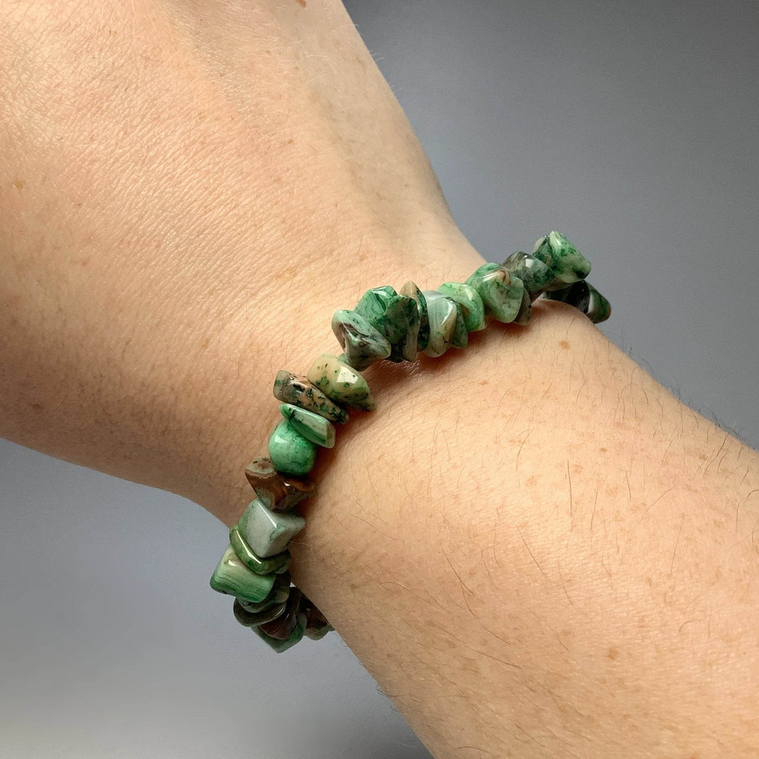 Green Crazy Lace Agate Chip Beaded Bracelet-Rocks and Gems Canada