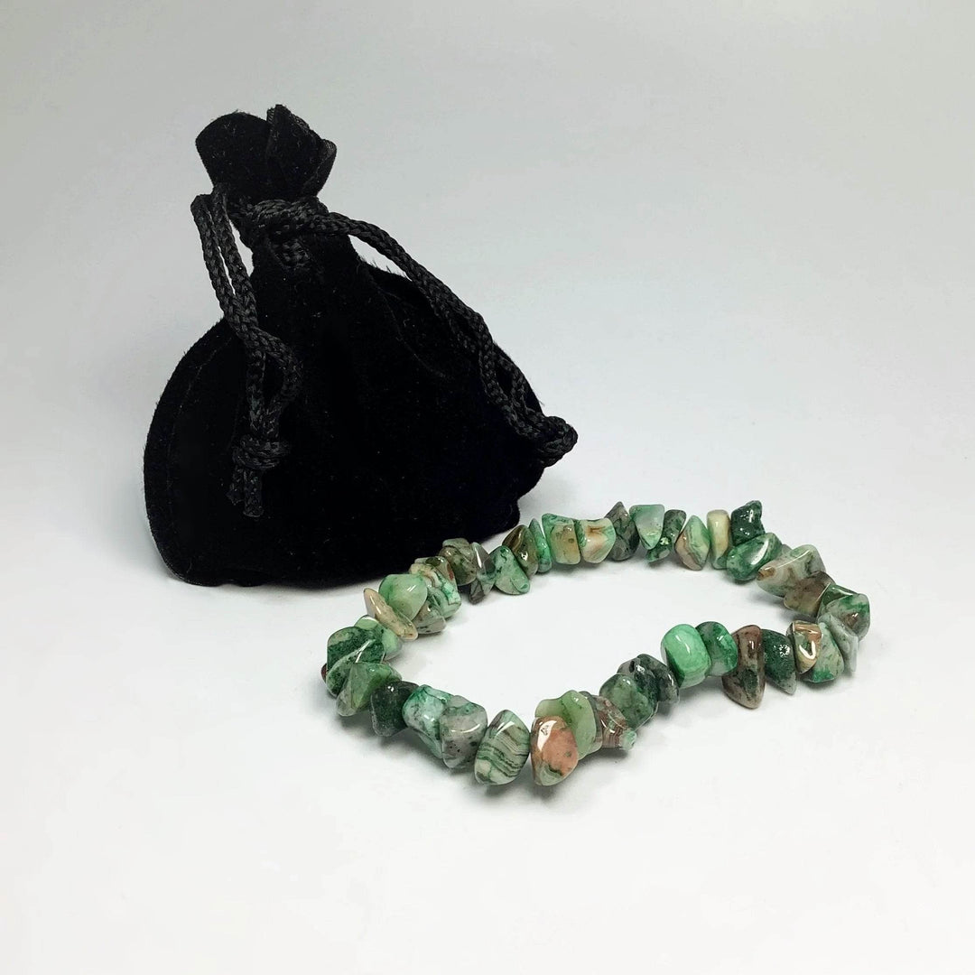 Green Crazy Lace Agate Chip Beaded Bracelet-Rocks and Gems Canada
