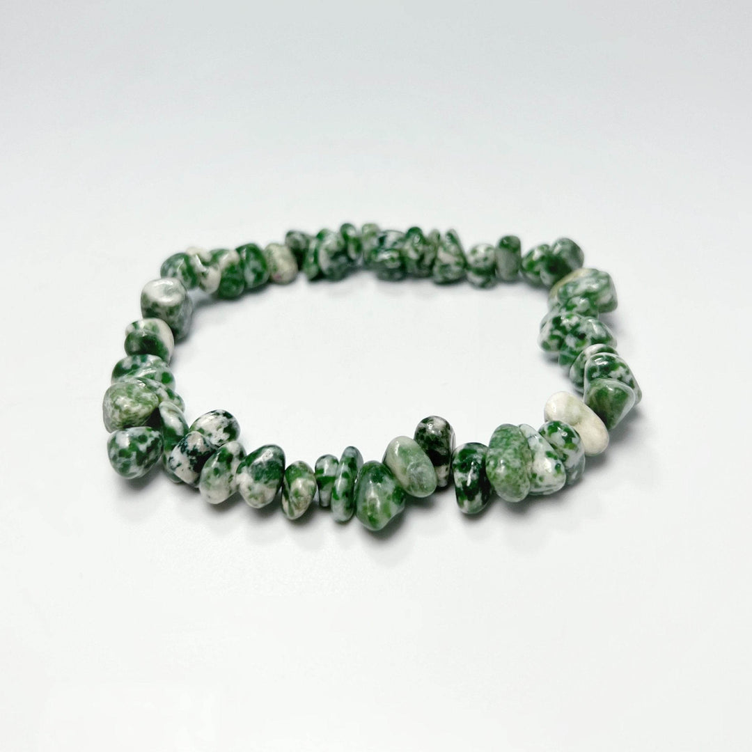 Green Dot Jade Chip Beaded Bracelet-Rocks and Gems Canada