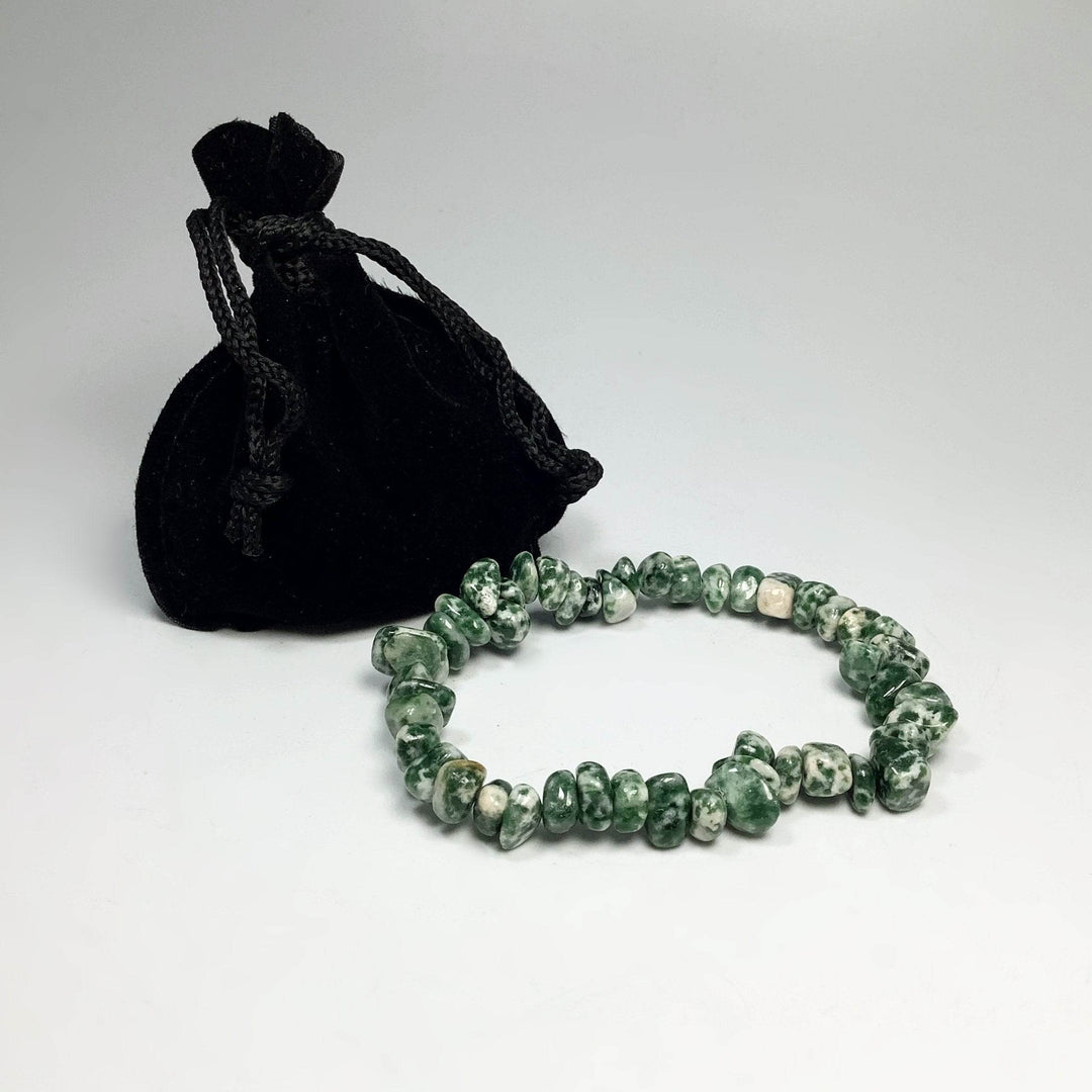Green Dot Jade Chip Beaded Bracelet-Rocks and Gems Canada
