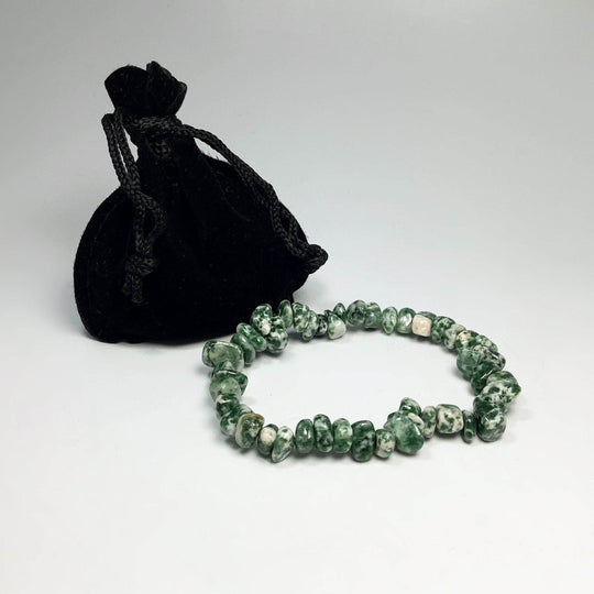 Green Dot Jade Chip Beaded Bracelet-Rocks and Gems Canada