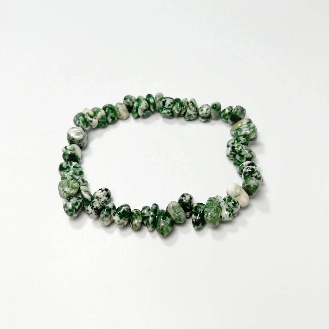 Green Dot Jade Chip Beaded Bracelet-Rocks and Gems Canada
